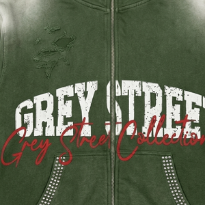 Sweat à capuche zippé pour homme 100% Coton, style vintage, délavé à l'acide, doublure satinée, effet vieilli, grammage lourd 500 g/m², délavé à la pierre, vente en gros - Product Image 3