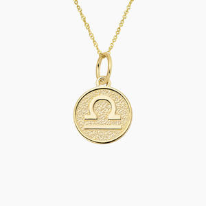 Collar con Colgante de Diamante y Medallón de Moneda del Zodiaco Libra - Product Image 3