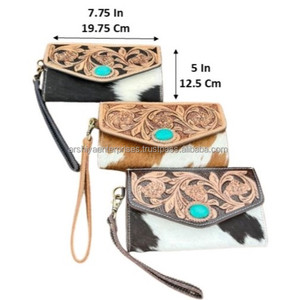 New High Quality Wristlet Wallet New Style Fashion <b>Large</b> Capacity Designer Hand Tooled Cowhide <b>Leather</b> Clutch <b>Purse</b> for Women's - Product Image 2
