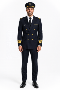 Uniformes de pilote de ligne personnalisés OEM ODM |   Ensemble complet sur mesure de qualité supérieure pour hommes à manches longues |   Fabricant 2026 |   Tous les uniformes des compagnies aériennes - Product Image 1