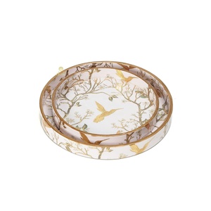 Bandejas de Madera MDF de Diseño Antiguo, Bandejas Redondas para Servir con Recubrimiento de Esmalte, Bandeja Decorativa de Resina para Cocina y Comedor, Hecha a Mano para el Hogar y Hoteles - Product Image 5