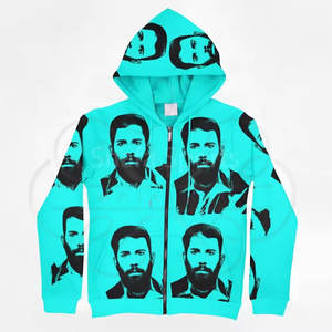 Sudadera con capucha estampada Asali de peso pesado con cremallera, estilo hip hop, de forro polar, para invierno - Product Image 5