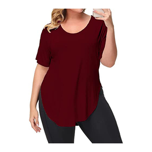 Camiseta de punto extragrande personalizada al por mayor para mujer, camiseta de algodón para mujer - Product Image 1