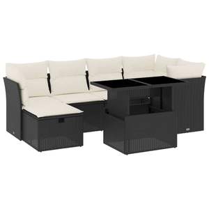 Ensemble de canapés de patio noirs avec coussins blanc crème pour l'aménagement de l'espace extérieur - Product Image 2