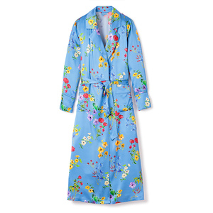 Bata de satén 100% seda para mujer, cómoda, con cuello en V, cinturón de borlas con lazo, bordado personalizado, ropa de dormir suave para verano, nueva llegada - Product Image 5
