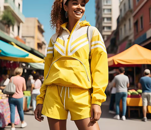 Women Windbreaker <b>Shorts</b> Sets Women Rain Zip-Up Hooded Wind Breaker <b>Short</b> Two Piece Set 100% Nylon Waterproof Suit Ladies - Product Image 6