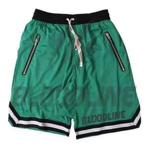 BLOODLINE Men's Black Mesh <b>Shorts</b> Mid Waist Drawstring Sporty Style with <b>Zip</b> <b>Pockets</b> Breathable Design - Product Image 5