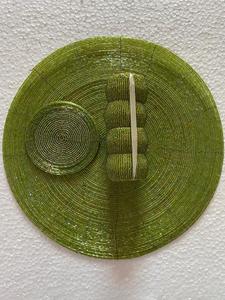 Handmade <b>Beaded</b> <b>Placemats</b>-Washable Anti-Slip Eco-Friendly Jacquard Woven Embroidery Plant Pattern Home & Outdoor Use - Product Image 3