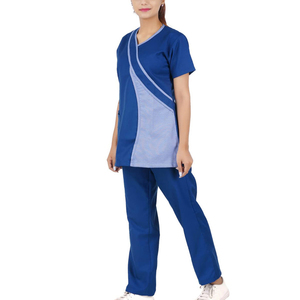Ensemble de Blouse et Pantalon Médical Bleu Col V pour Femme, Qualité Supérieure 2026, en Coton et Polyester Tissé, Uniformes d'Hôpital pour Infirmières, Médecins et Personnel de Soins de Santé - Product Image 2