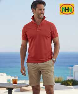 Chemises formelles pour hommes à manches courtes en polyester et coton respirant 220 g/m², anti-boulochage, tricotées, avec logo personnalisé imprimé – Collection été - Product Image 3