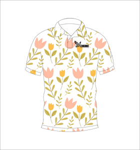 เสื้อโปโลลายดอกทิวลิป พิมพ์ลายตามสั่ง เสื้อโปโลแขนสั้น ชุดกอล์ฟ น้ำหนักเบา ชุดลำลองสำหรับทีม - Product Image 1