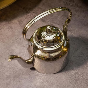 Tetera y tazas de Latón chapado en plata elegante tradicional olla de Metal pulido para té café logotipo personalizado para cocina uso en Hotel - Product Image 1