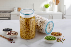 Food Storage Container Plastic Cylinder Airtight Clip-on Lid Freshness Preservation Kitchen Use Minimalist Design - Product Image 3