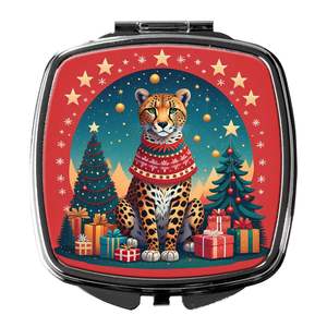 Cheetah Christmas Compact Travel Makeup <b>Mirror</b> <b>Foldable</b> Handheld for Women and Girls Pocket Decorative Gift - Product Image 1
