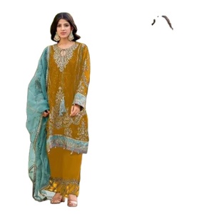 Bright Color With New Pattern Punjab Special Lahor Festive Wear Beautiful Embroidery <b>Mirror</b> Work Three Piece Anarkali Dress - Product Image 1