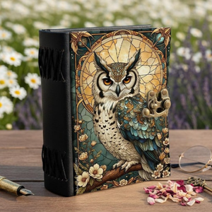 Diario de Cuero con Diseño de Búho Religioso Clásico Hecho a Mano, Cuaderno de Escritura, Grimoire, Cuaderno de Bocetos, Diario con Candado, Regalo Personalizado, 200 Páginas - Product Image 4