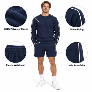 Conjunto de Sudadera y Pantalones Cortos Personalizados con Logotipo para Hombre, Venta al Por Mayor, Ropa Deportiva Informal de Dos Piezas, Sudadera con Capucha y Pantalones Cortos, Fabricante de Ropa de Moda Premium - Product Image 6
