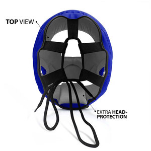 Boxing <b>Head</b> Guard with Double Visor PU Leather Blue Protective Gear Featuring Hook Loop Closure for Adults Unisex Universal Use - Product Image 4