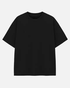 T-shirt noir 100 % coton jersey à col rond et manches courtes, coupe classique, couleur unie, respirant, streetwear vierge pour homme, 220 grammes - Product Image 1
