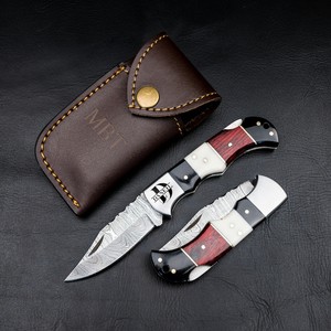Factory Direct Wholesale Damascus Steel Drop Point Hunting <b>Knife</b> With Wooden <b>Handle</b> Foldable Pocket <b>Knife</b> OEM Customizable - Product Image 1