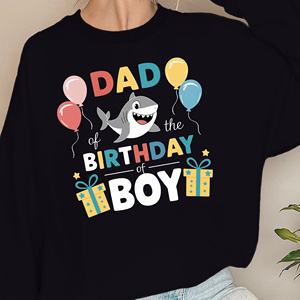 Sudaderas informales con estampado de tiburón DAD para mujer, tela de punto, diseño de cumpleaños para niño - Product Image 5