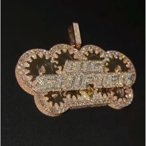 จี้เพชรโมอิสซาไนต์เงินแท้ 925 แบบสั่งทำพิเศษ สไตล์ฮิปฮอป ประดับเพชรเต็มชิ้น ชุบโรเดียม รับรองโดย GRA - Product Image 1