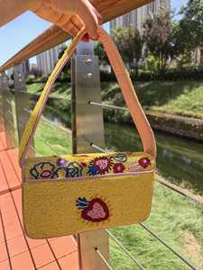 Bolso de Hombro Bohemio con Bordado de Cuentas y Patrón Geométrico, Correa Única, Hecho a Mano, Ecológico, de Poliéster - Product Image 5