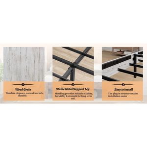 Base letto matrimoniale in legno grande e silenziosa con testiera, facile da montare, senza bisogno di rete a molle, con contenitore - Product Image 4