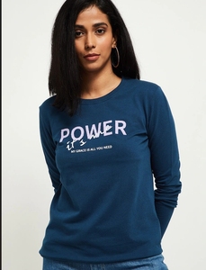 Sudadera de Manga Larga con Cuello Redondo para Mujer, Color Azul Marino, Estampado de Letras, Informal, de Algodón, Transpirable, para Otoño - Product Image 3