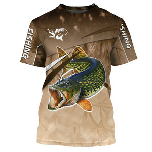 Nueva Camiseta de Pesca con Cuello Redondo Sublimada Personalizada de Calidad Superior, Ropa de Pesca de Poliéster para Exteriores, Venta al Por Mayor de Fábrica - Product Image 1
