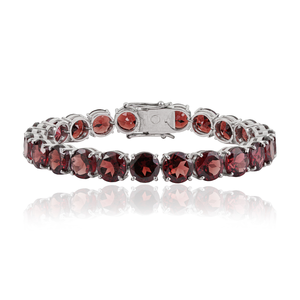8 mm Round Cut Natural <b>Garnet</b> January Birthstone 925 Sterling Silver Statement Tennis <b>Bracelet</b> For Women's - Product Image 1