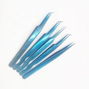 แหนบแยกขนตาสแตนเลสแบบแข็ง45องศาใช้จุดสีฟ้าออกแบบโลโก้ได้อย่างยั่งยืน - Product Image 3