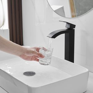 Grifo de baño de un solo orificio, negro mate, de un solo Mango, de arco alto, desagüe emergente sin desbordamiento, grifos de baño y ducha - Product Image 2