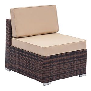 Set Divano 7 Pezzi in Rattan e Legno Teak Marrone con Cuscini Impermeabili, Telaio in Alluminio e Rattan PE per Esterni e Uso in Fattoria - Product Image 6