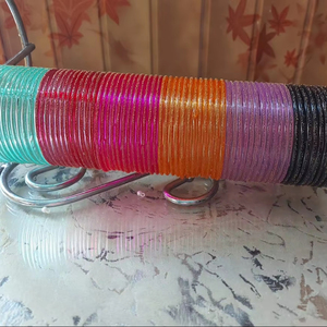 Trendy Glass <b>Silver</b> Plated Women's Fashion <b>Bangles</b> Stylish Set Stackable Eco-Friendly Customizable Ladies Wrist Accessories - Product Image 1