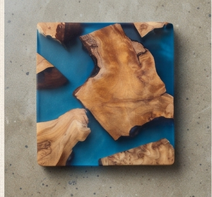 Modern Square Walnut Wood Epoxy Resin <b>Coasters</b> Minimalist Design Perfect For Tea Drinks Tabletop Accessory Home And Gifts - Product Image 1