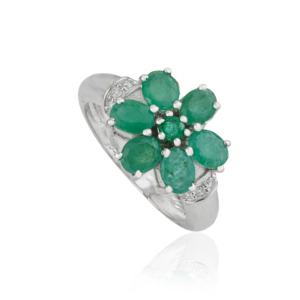 Stunning 100% Natural <b>Emerald</b> Gemstone Flower Design 925 Sterling <b>Silver</b> May Birthstone Fine <b>Ring</b> Jewelry - Product Image 3
