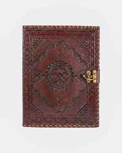 Leather <b>File</b> <b>Folder</b> with Lock | Handmade Writing Notebook | Vintage Travel Diary | Embossed Brown Journal Gift for Writers - Product Image 2