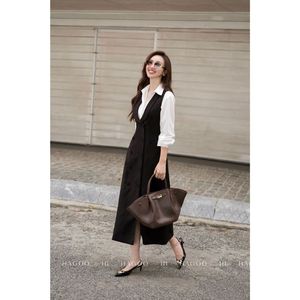 Chaleco vaquero de mujer al por mayor con doble botonadura, cuello en V, estilo vestido lápiz, para capas, ropa exterior informal de oficina [V9035] - Product Image 5
