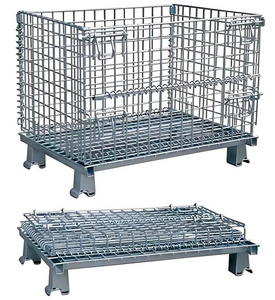 Heavy Duty Foldable Galvanized Steel Wire Mesh Storage <b>Basket</b> 500-2000KG <b>Stackable</b> Warehouse Storage Container - Product Image 1
