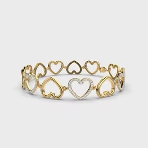 High Quality 925 Sterling <b>Silver</b> 14K Tennis Chain <b>Bracelet</b> with Hearts Diamond & Moissanite Elegant <b>Bracelets</b> & <b>Bangles</b> - Product Image 4