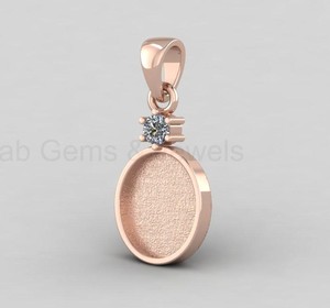 Sterling Silver 14K Gold Plated 10x12mm Oval Blank Bezel Setting Charm Pendant CZ Accent <b>Resin</b> Ashes Keepsake Jewelry Findings - Product Image 2