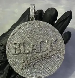 จี้เงินแท้ 925 แบบกำหนดเองได้ รูปทรงกลม พร้อมตัวอักษรย่อ สไตล์ฮิปฮอป จี้ชื่อแบบตัวอักษร สไตล์แร็ปเปอร์ เครื่องประดับจี้และชาร์มคุณภาพดี - Product Image 2