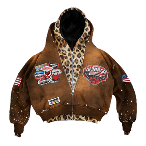 ชุดกีฬาลำลองฤดูหนาวสำหรับผู้ชาย ผ้าฝ้ายนุ่มสบาย พิมพ์ลายสกรีน ดีไซน์แบบซ้อนทับ ปักลาย ชุดถักนิตติ้ง - Product Image 5