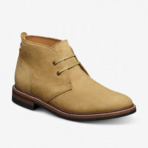 Bottes Chukka pour hommes en cuir véritable marron, à bout rond, à lacets, respirantes, avec semelle extérieure en caoutchouc, style toutes saisons, exportées du Bangladesh - Product Image 1