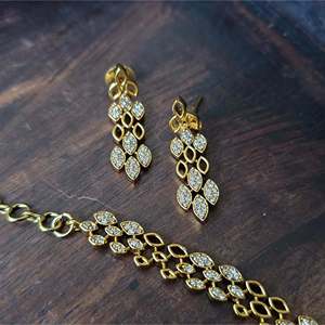 Women's Gold Plated Pearl Designer Necklace Set-Luxury Fine Jewelry with Oxidized Polish Nova Mart Brand - Product Image 4