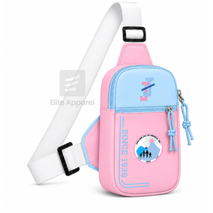 Sac banane personnalisé Jack and Jill of America avec logo brodé sur le devant, bleu ciel, fermeture éclair rose, usage quotidien décontracté pour femme - Product Image 1
