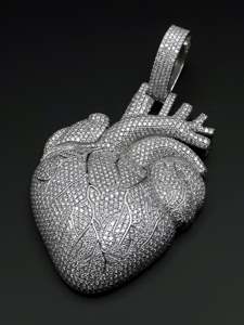 Custom Iced Out 3D Anatomical Heart Pendant VVS VS Lab Grown Diamond Solid 925 <b>Silver</b> Heavy Hip Hop Men Statement <b>Charm</b> Jewelry - Product Image 2