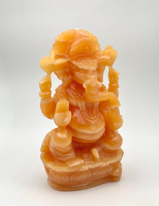 Estatua de Piedra Tallada a Mano del Dios Ganesha Naranja, Ídolo Hindú Decorativo, Ganesh Murti para el Hogar, Templo, Sala de Pooja, Regalo - Product Image 6