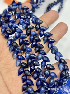 Cuentas facetadas de sodalita azul natural AAA, diseño de lágrima, taladradas, 6x9mm, hilo de 8 pulgadas, proveedor de gemas de China - Product Image 4
